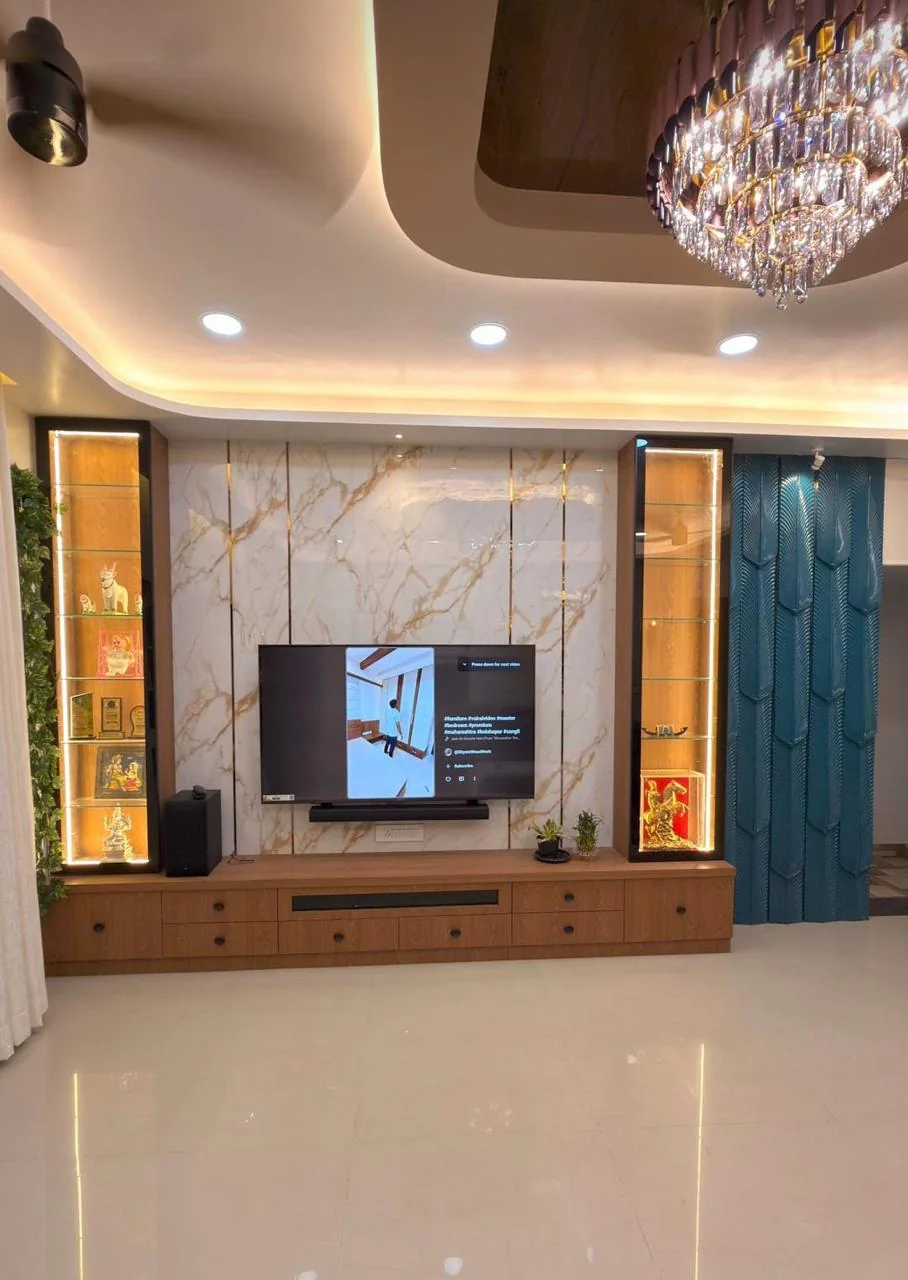 Actual completed living room TV feature wall