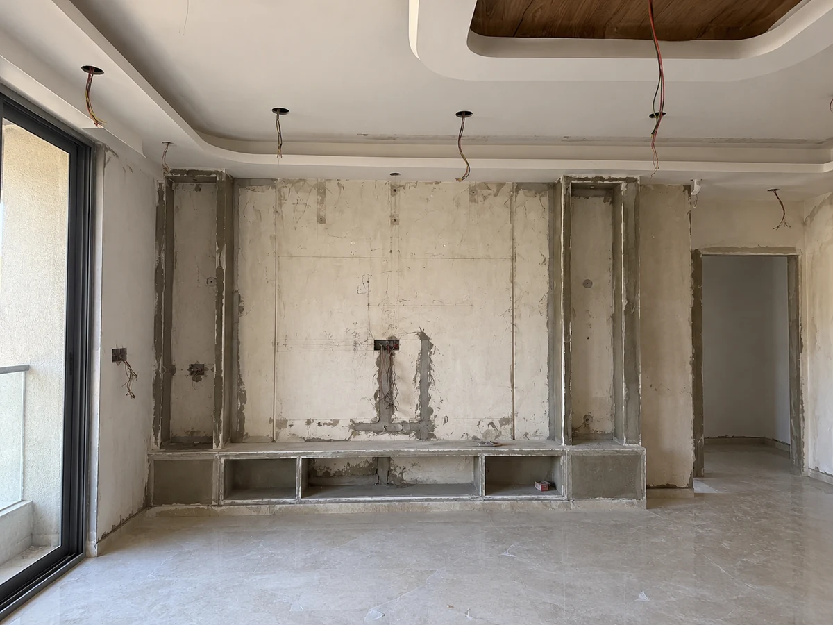 Original site condition before living room tv feature wall